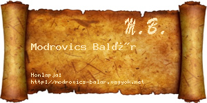 Modrovics Balár névjegykártya